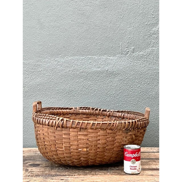Cinnamon Vintage Shaker Style Rattan Basket For Sale - Image 8 of 12