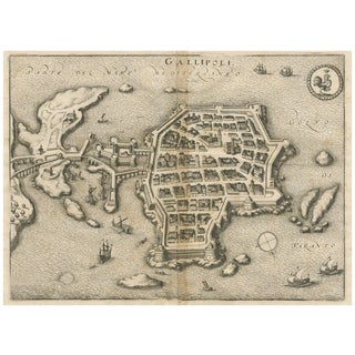 Engraved Birds-Eye Map by Mattheus Merian, 1688 For Sale
