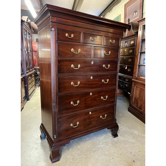 Chippendale Late 20th Century Henkel-Harris New Market High Chest of Drawers For Sale - Image 3 of 12