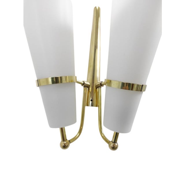 Glass and Brass Sconces, 1950s, Set of 3 For Sale - Image 13 of 18