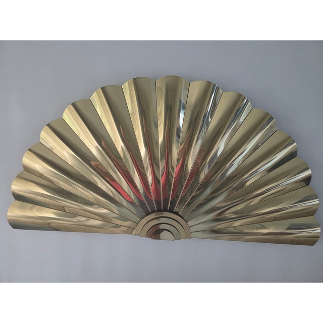 Curtis Jere Vintage Curtis Jere Signed Brass Sunrise Wall Sculpture 1989 For Sale - Image 4 of 17