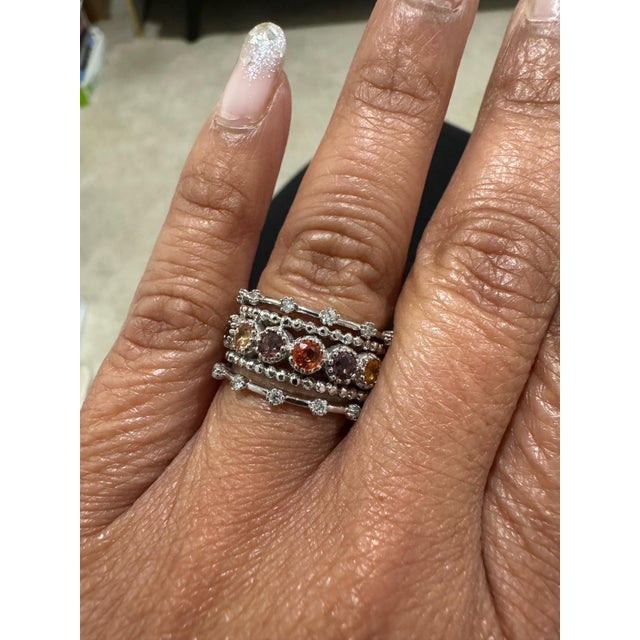 1.06 Carat Sapphire Band 14k White Gold Size 6.5 For Sale - Image 12 of 12