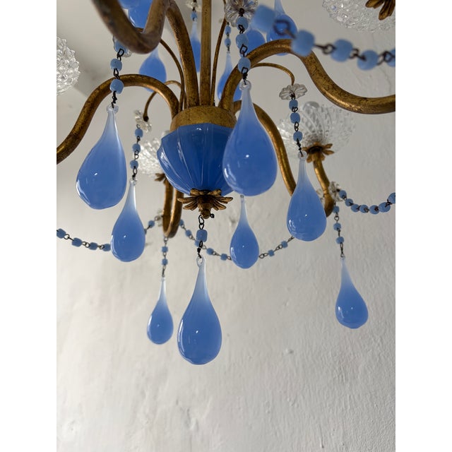Glass Lavender Purple Opaline Drops Beads French One of a Kind Chandelier Rare For Sale - Image 7 of 10