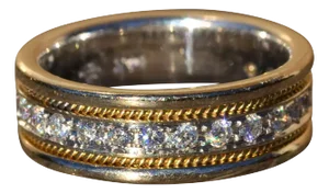 The Pilsen: Ladies Two Tone Diamond Band in 14 Karat Gold
