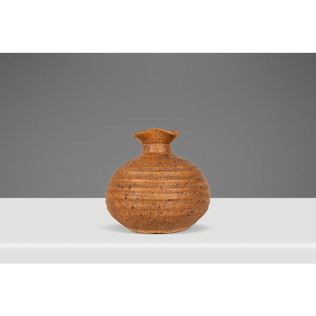 1960s Set of Two (2) Miniature Vintage Ceramic Japanese Shigaraki Yaki Ikebana Flower Vases Vessels, Japan, C. 1960s For Sale - Image 5 of 18