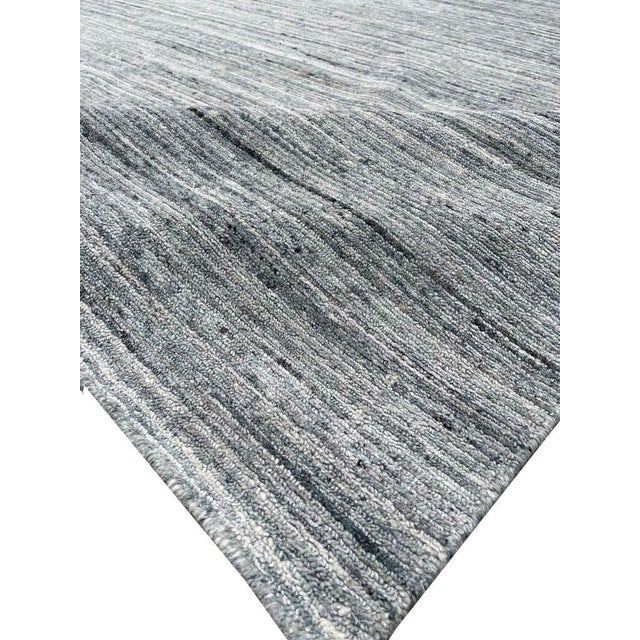 Textile 10x14 Gray Hand-Knotted Wool Striated Texture Geometric Modern Carpet Rug For Sale - Image 7 of 7