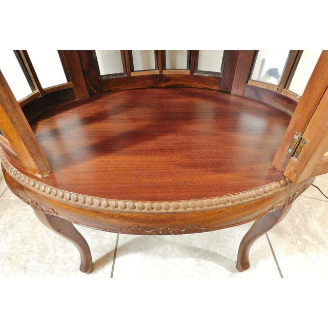 Vintage Mahogany Wood Beveled Glass Oval TwoDoor Tea Chest Dry Bar