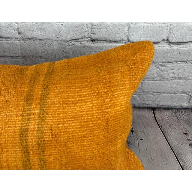 Turkish 16 x 24 Hemp Pillow Turkish Cushion Natural Orange Pillow Cushion Cover For Sale - Image 3 of 4