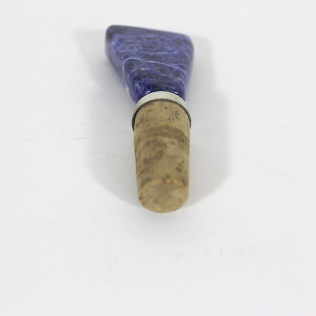 Contemporary Vintage Semiprecious Stone Bottle Stopper Sodalite Blue Wine Cork For Sale - Image 3 of 10