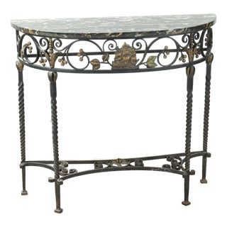 Early 20th Century Ship -Themed Renaissance Revival Gold & Black Iron Console For Sale
