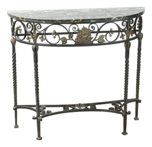 Early 20th Century Ship -Themed Renaissance Revival Gold & Black Iron Console