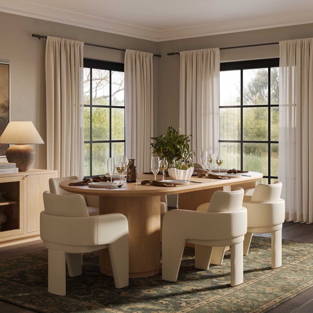 Boho Chic Marlow Natural Wood Oval Dining Table For Sale - Image 3 of 9