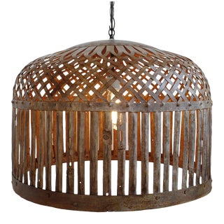 Industrial Iron Basket Cage Lantern For Sale