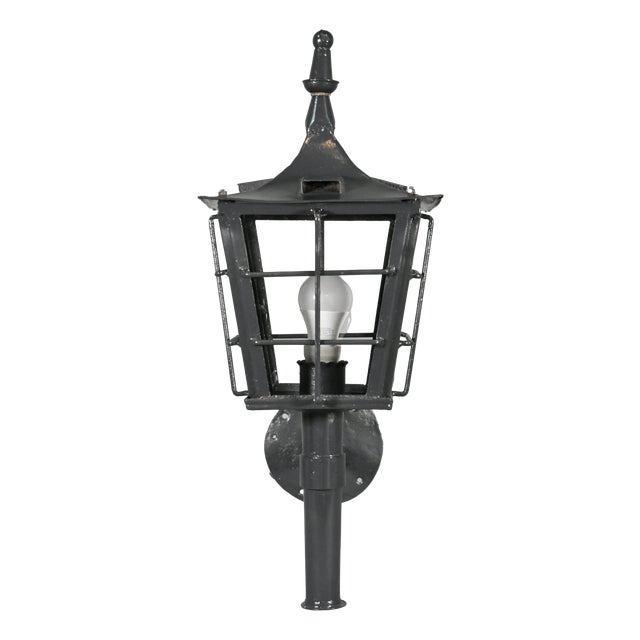 Vintage French Exterior Lantern in Steel, 1920s For Sale