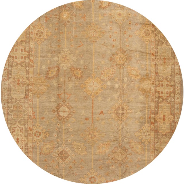 Beautiful modern Turkish Oversize Oushak hand-knotted wool rug with a light blue field, and multi-color accents in all-...