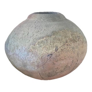 Vintage 1990 Handcrafted Studio Art Pottery Olla Vase Large Round Vessel, Signed—Earthy Pastels For Sale
