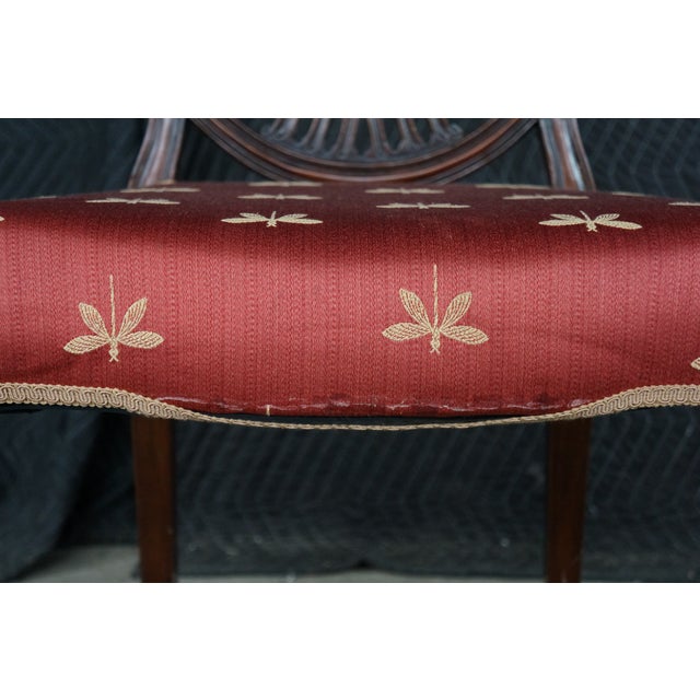 Antique Hepplewhite Carved Mahogany Oval Wheel Back Dining Side Desk Chair For Sale - Image 12 of 18