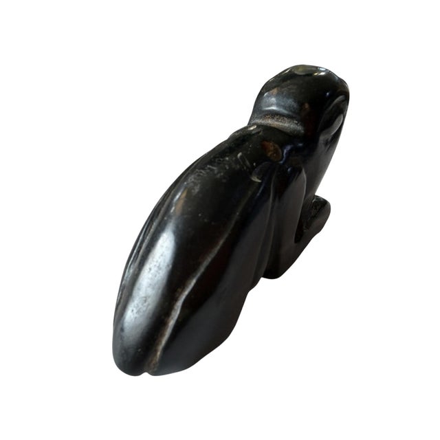 1950s HongShan Style Culture Black Carved Jade Primitive Figure of a Bird 1.5" H For Sale - Image 5 of 5