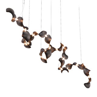 Dune 20 Spiral Chandelier with Shades in Dark Bronze Metallic Tone by Daniel Becker for Moss Objects For Sale