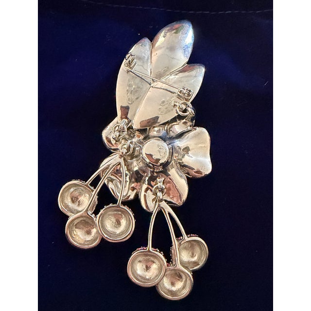 Mid-Century Modern Vintage 1980’s Judith Leiber XL Cherry Blossom Brooch With Swarovski Crystals For Sale - Image 3 of 18