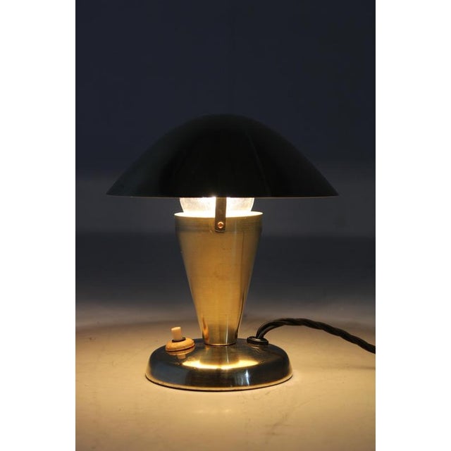 Bauhaus Brass Mushroom Table Lamp, Former Czechoslovakia, 1930s For Sale - Image 10 of 11