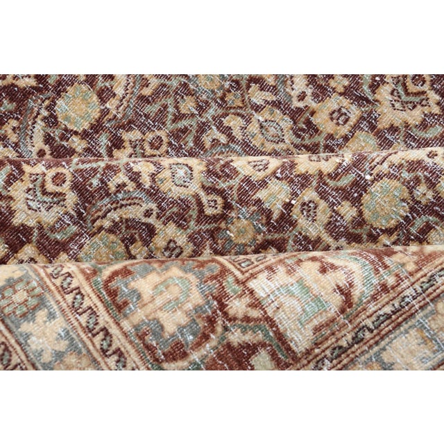 Early 20th Century Persian Tabriz Antique Rug in Herati Design in Dark Arginine Blue and Tan For Sale - Image 11 of 13