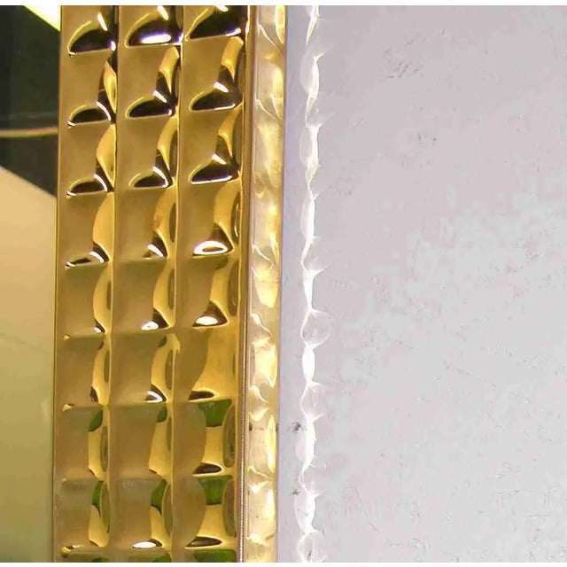 1970s Italian Vintage Pair of Handcrafted Brass Mirrors With Gold Jewel-Like Detail For Sale - Image 10 of 13