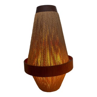 1960s Teak and Rope Pendant Lamp For Sale