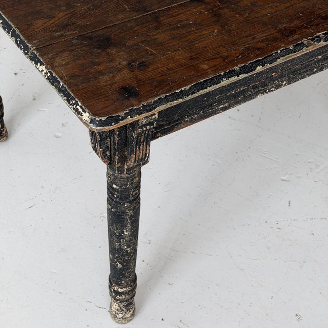 Wood Primitive Painted Square Antique Dining Table For Sale - Image 7 of 7