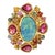 Bochic “Orient” Opal, Ruby & Multi Sapphire Vintage Cluster Ring Set 18k & Silver Size 6 For Sale