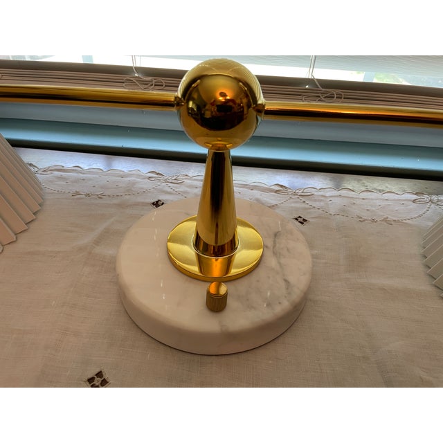 Authentic Jonathan Adler Milano Brass & Carrara Marble 2-Arm Lamp For Sale - Image 13 of 17