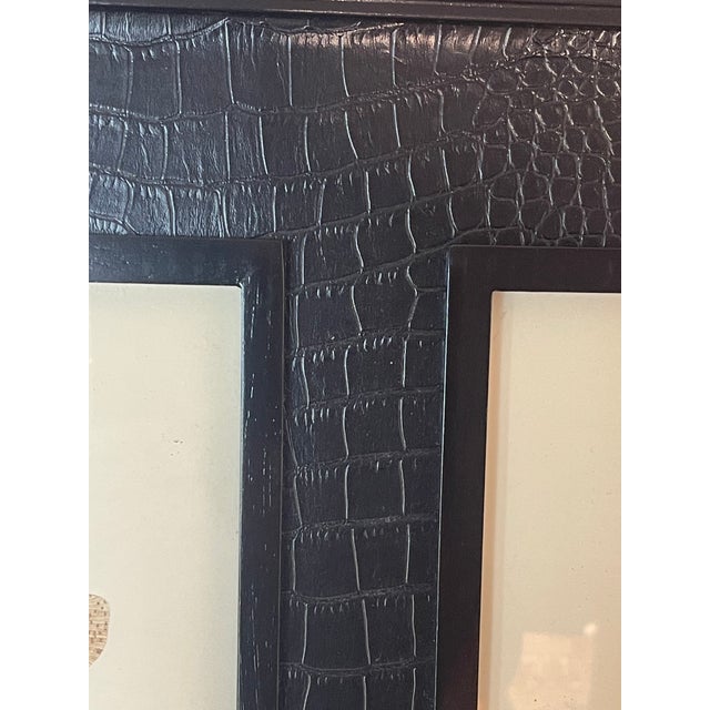 Dragonfly Chromolithograph in Leather Embossed Frame For Sale In Miami - Image 6 of 7
