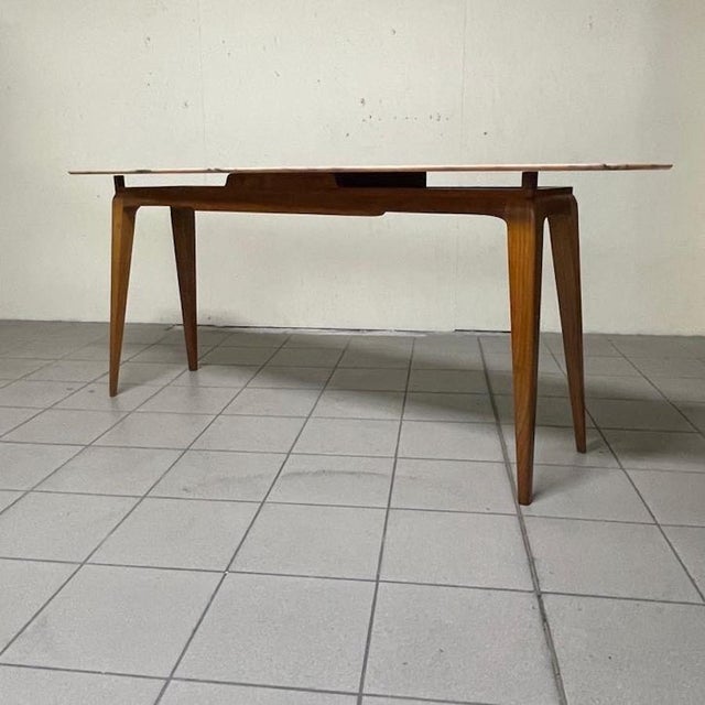 Console Table in Cherry Wood with Pink Marble Top, 1950s For Sale - Image 14 of 18