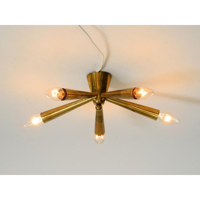 Mid-Century Modern Sputnik Brass Ceiling Lamp with Five Arms, 1950s For Sale - Image 6 of 18