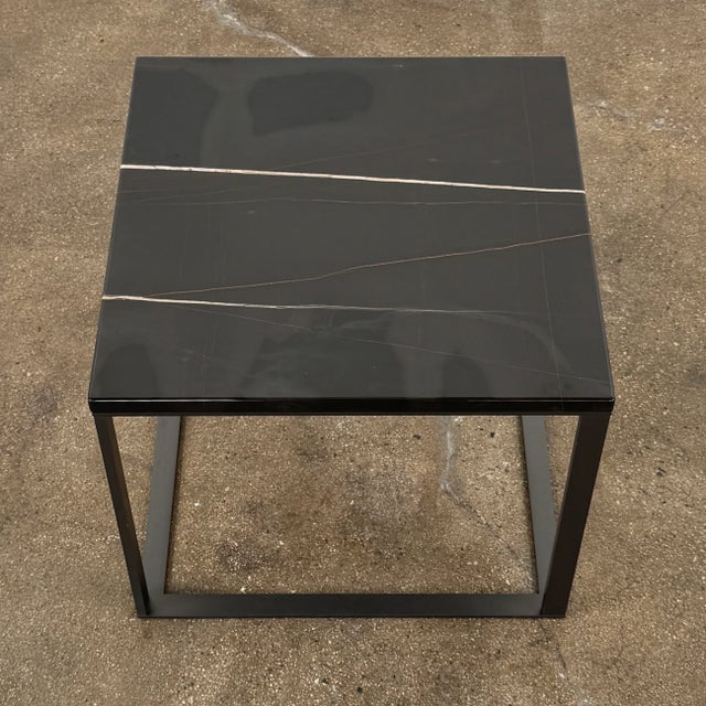 Contemporary Maxalto Lithos Side Table Sahara Noir Marble Top For Sale - Image 3 of 5