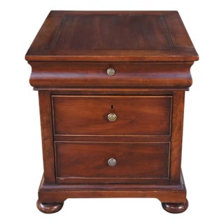 Vintage Hekman Georgian Style Cherry Two Drawer Locking File Cabinet Side Table For Sale