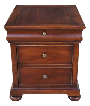 Vintage Hekman Georgian Style Cherry Two Drawer Locking File Cabinet Side Table