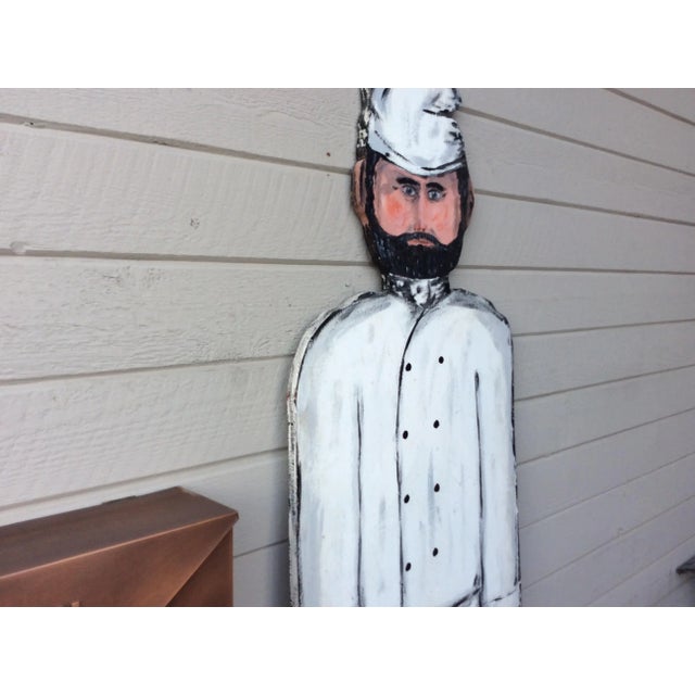 Vintage Late 20th Century French Wood Painted Two Sided Chef Sign For Sale - Image 10 of 13