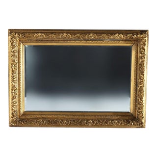 Large French Louis XIV Style Giltwood Framed Beveled Wall Mirror C1900 For Sale