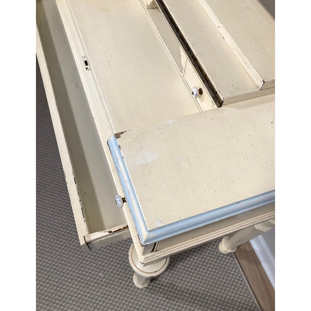 Wood Early 20th Century Cream and Pale Blue Spinet Writing Desk For Sale - Image 7 of 18