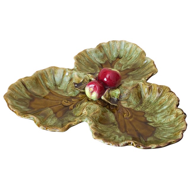 Painted and glazed in colors of olive, moss & chartreuse greens, along with autumn red, here is a unique vintage relic for...
