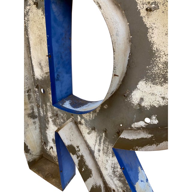 Metal XL Vintage Neon Upper Case Letter R” For Sale - Image 7 of 10