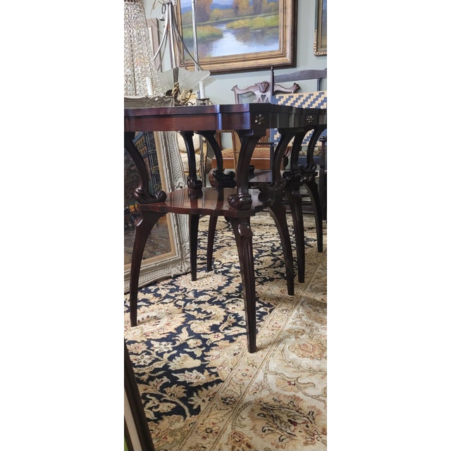 Wood Pair 1940s Red Leather Top Side Table For Sale - Image 7 of 13