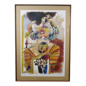 1983 Theo Tobiasse Immense Femme Heart of Men Abstract Hc Lithograph 50"