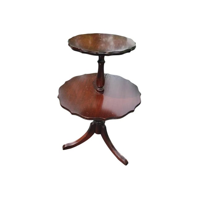 Early 20th Century Mahogany Two-Tier Dumbwaiter Desert Table. Table measures 28" in diameter at the lower tier, 12.5" in...