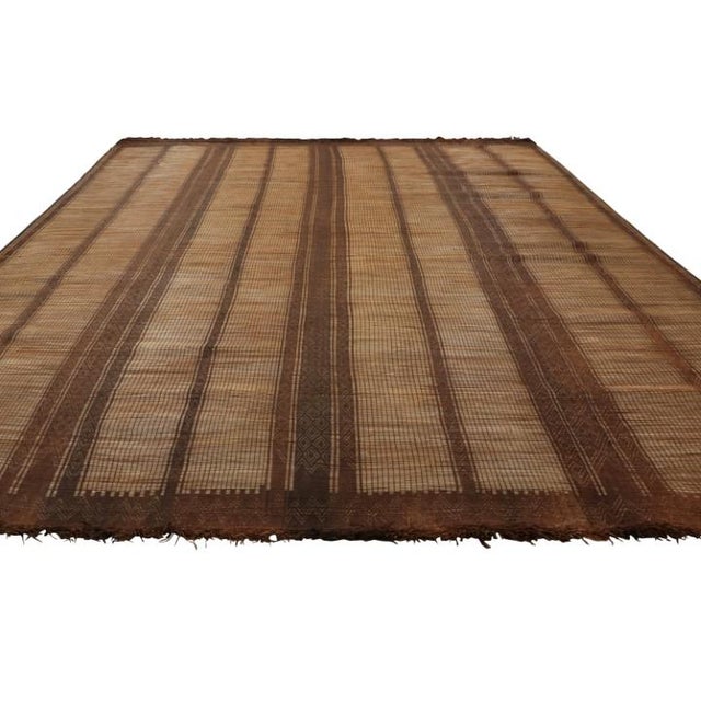 1950s Oversized Vintage Mauritanian Tuareg Mat in Rich Brown Stripes - Rug & Kilim For Sale - Image 5 of 7