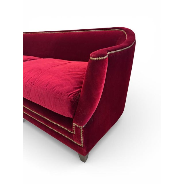 Large Vintage Red Velvet Sofa from Hermès For Sale - Image 4 of 10