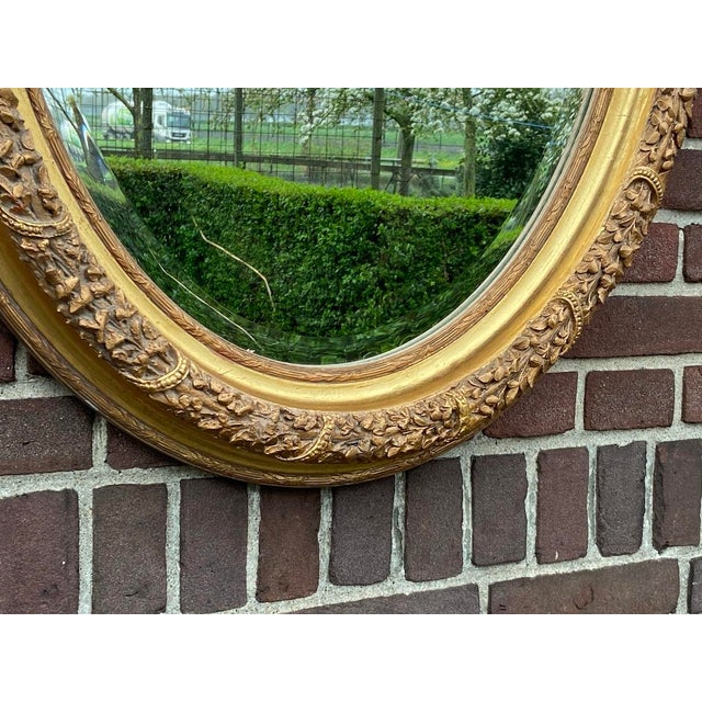 French 1970 French Louis XVI Gold Beech Oval Wall Mirror - 1 Pc For Sale - Image 3 of 12