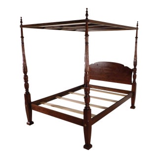 Pennsylvania House Solid Dark Cherry Queensize Rice Tobacco Canopy Poster Bed For Sale