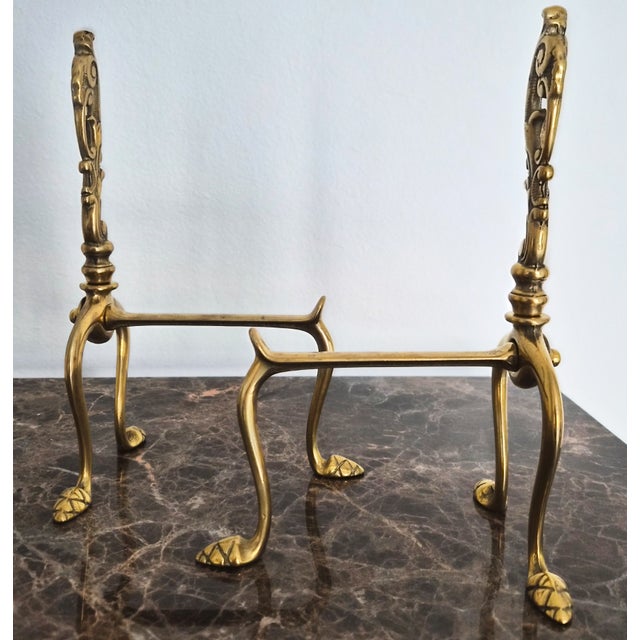 Pair of Handmade Italian Solid Brass Fireplace Andirons For Sale In Dallas - Image 6 of 8